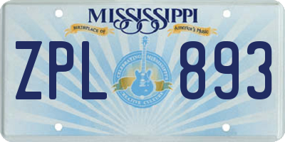 MS license plate ZPL893
