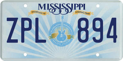 MS license plate ZPL894