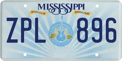 MS license plate ZPL896