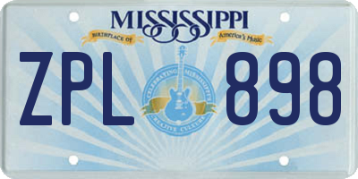 MS license plate ZPL898