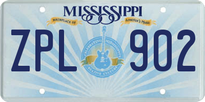 MS license plate ZPL902