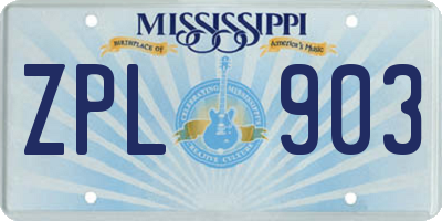 MS license plate ZPL903