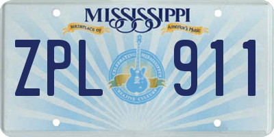 MS license plate ZPL911