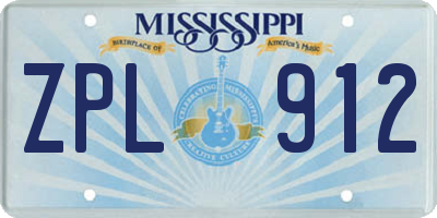 MS license plate ZPL912