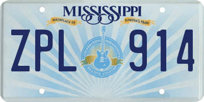 MS license plate ZPL914