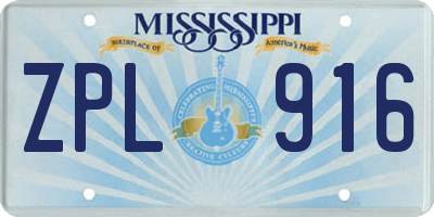 MS license plate ZPL916