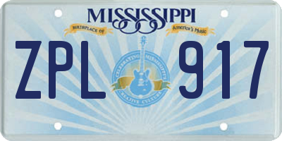 MS license plate ZPL917