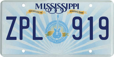 MS license plate ZPL919