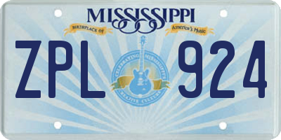MS license plate ZPL924