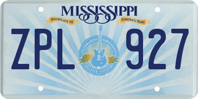MS license plate ZPL927