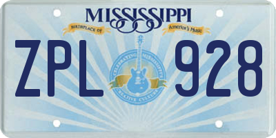 MS license plate ZPL928