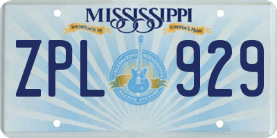 MS license plate ZPL929