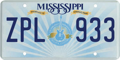 MS license plate ZPL933