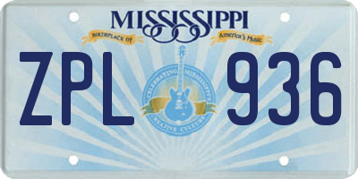 MS license plate ZPL936