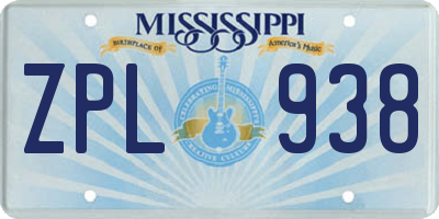 MS license plate ZPL938