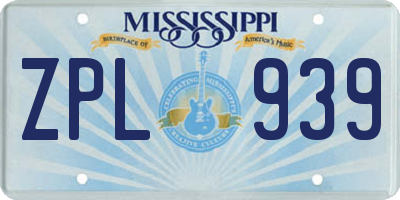 MS license plate ZPL939