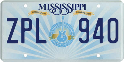MS license plate ZPL940
