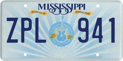 MS license plate ZPL941