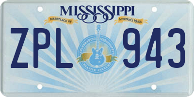 MS license plate ZPL943