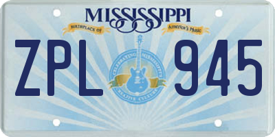 MS license plate ZPL945