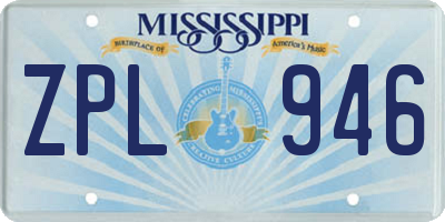 MS license plate ZPL946