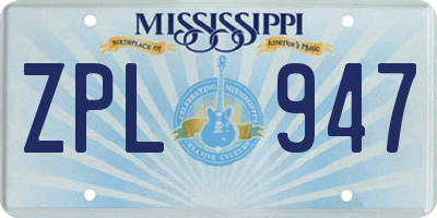 MS license plate ZPL947