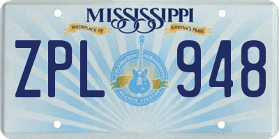 MS license plate ZPL948