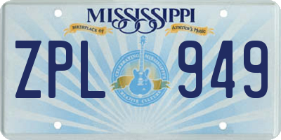 MS license plate ZPL949