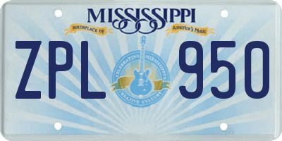 MS license plate ZPL950