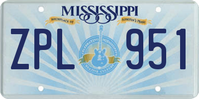 MS license plate ZPL951