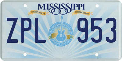 MS license plate ZPL953