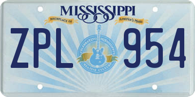 MS license plate ZPL954