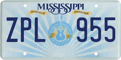 MS license plate ZPL955