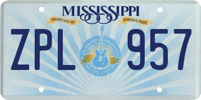 MS license plate ZPL957