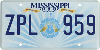 MS license plate ZPL959