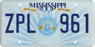MS license plate ZPL961