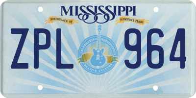 MS license plate ZPL964