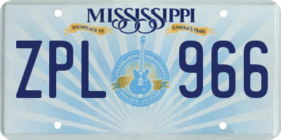 MS license plate ZPL966