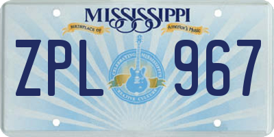 MS license plate ZPL967