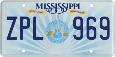 MS license plate ZPL969
