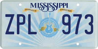 MS license plate ZPL973