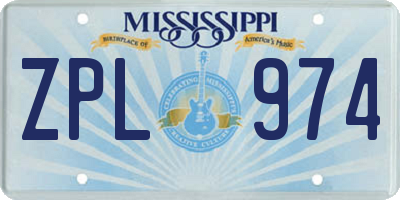 MS license plate ZPL974