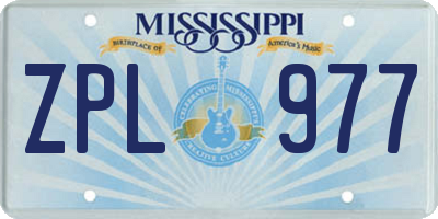 MS license plate ZPL977