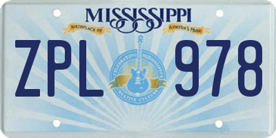 MS license plate ZPL978