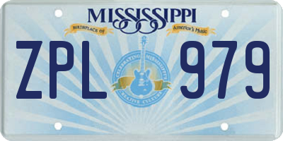 MS license plate ZPL979