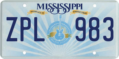 MS license plate ZPL983