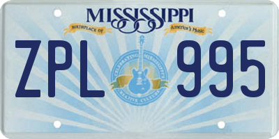 MS license plate ZPL995