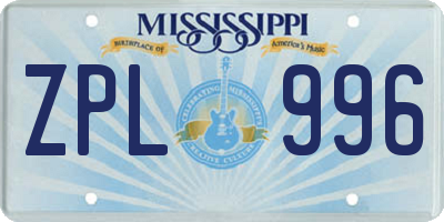 MS license plate ZPL996