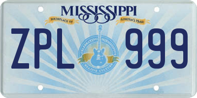 MS license plate ZPL999