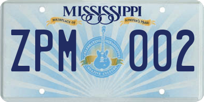 MS license plate ZPM002